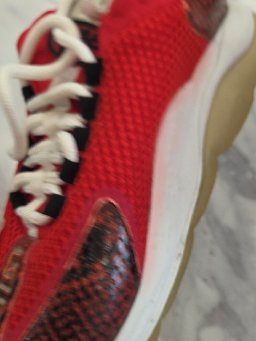 Versace Red Mesh & Snake-Print Women's Sneakers - Picture 11 of 13